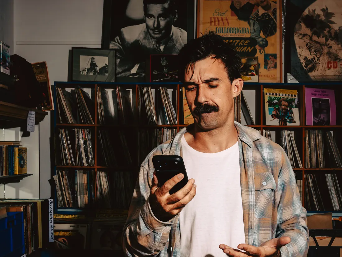 Sev reviewing footage on his phone